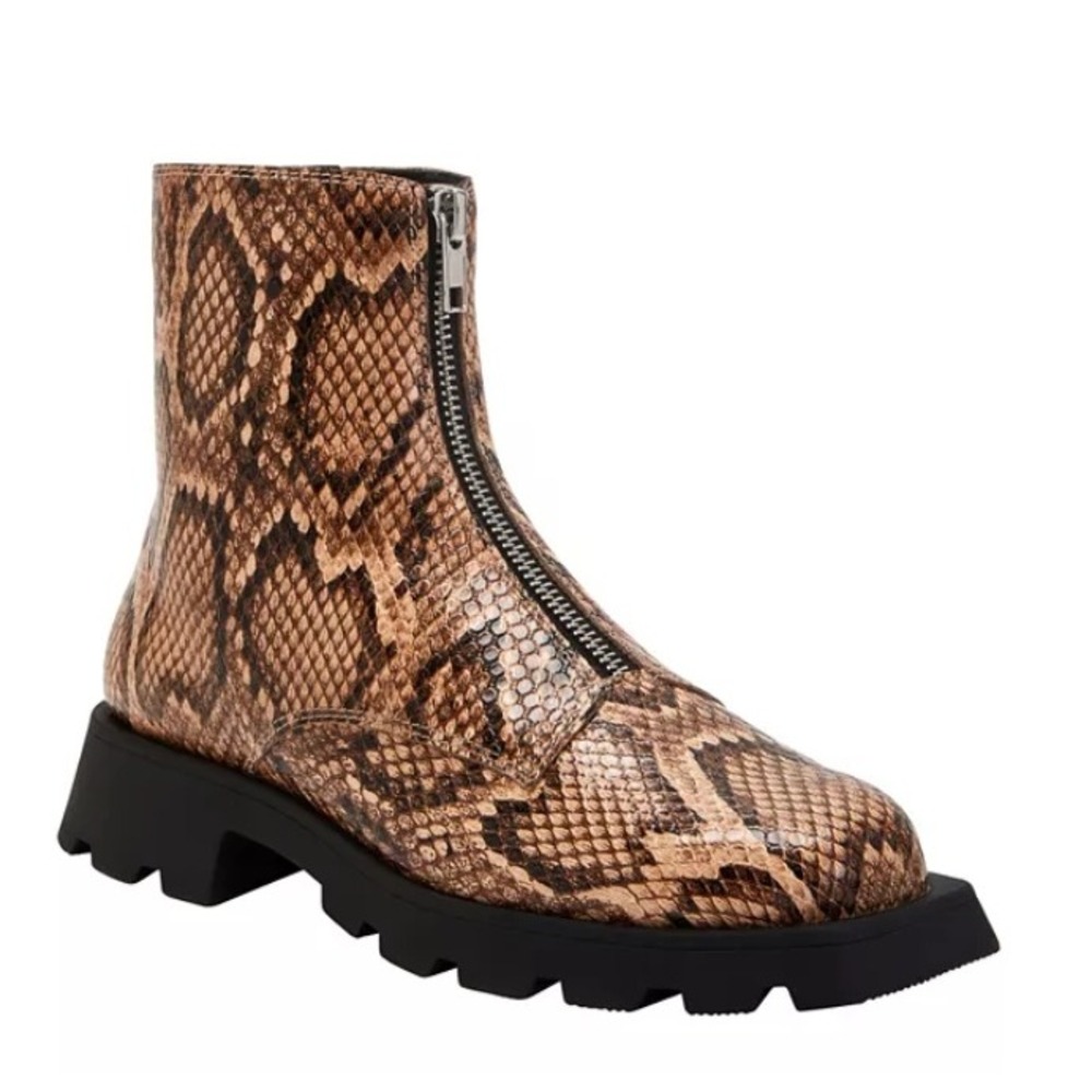 Katy Perry Chunky Snakeskin Combat Boot Ankle Booties WILD Lug Sole‎ 7.5 NEW